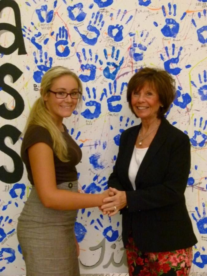 Ms.+Winstanley+and+Chanel+Metzler+shaking+hands+after+Chanel+interviewed+her.+